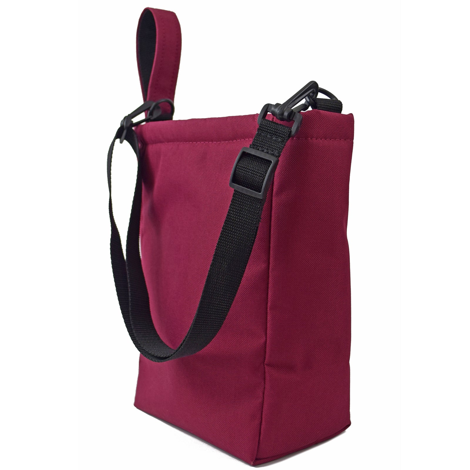 BURGANDY UTILITY Pouch Grab Bag with cushioned interior and adjustable straps, perfect for organizing small items.