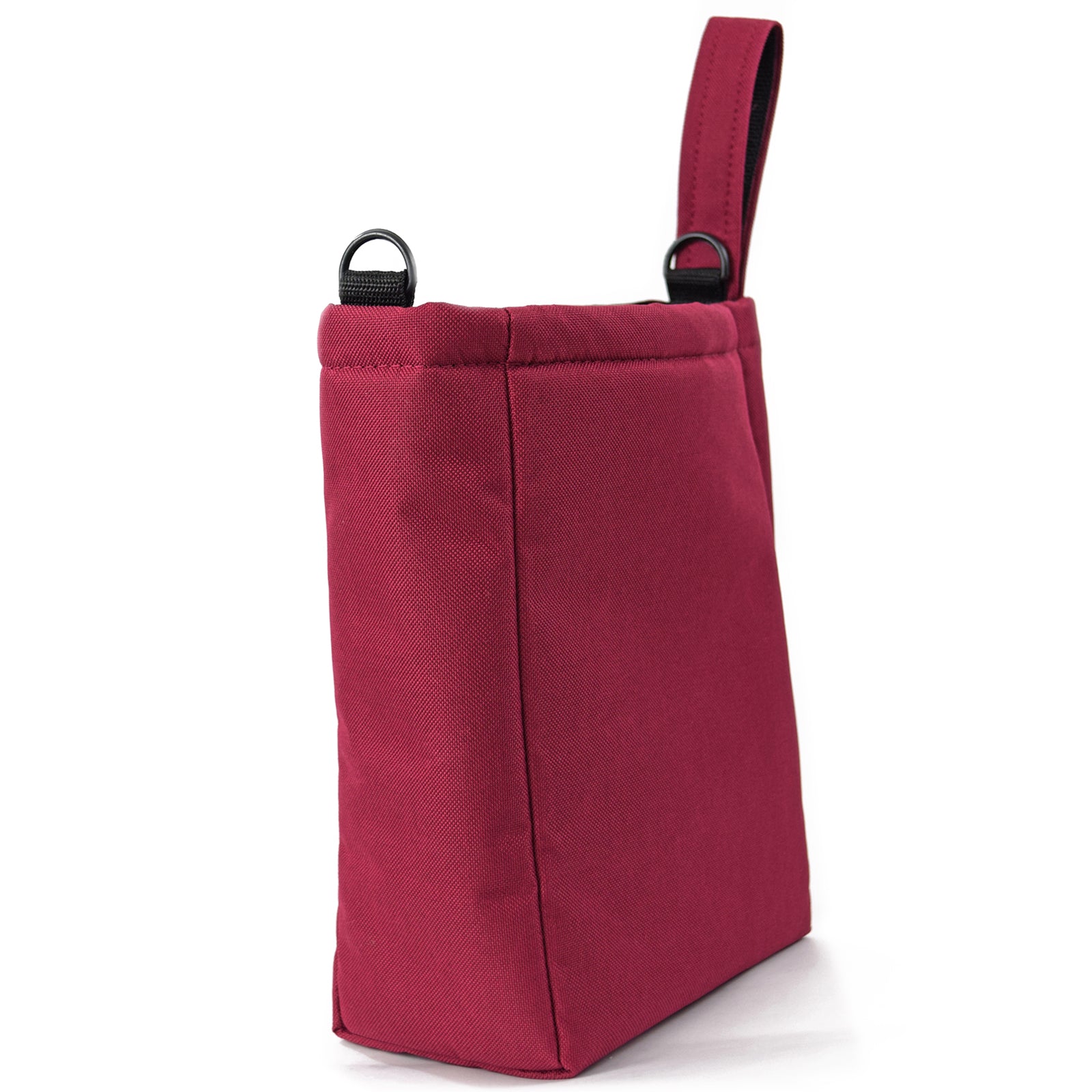 BURGANDY UTILITY Pouch Grab Bag with cushioned interior and adjustable straps, perfect for organizing small items.
