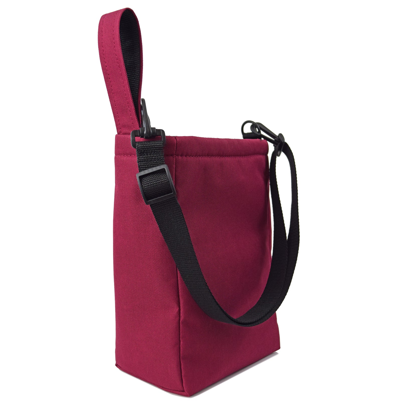 BURGANDY UTILITY Pouch Grab Bag with cushioned interior and adjustable straps, perfect for organizing small items.
