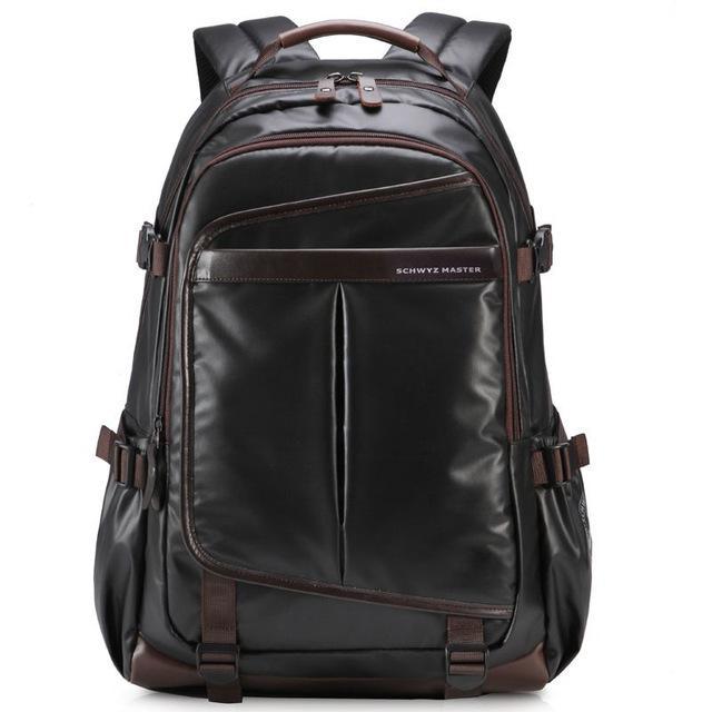 A stylish waterproof business leisure travel backpack for men, made of durable Oxford cloth, featuring adjustable padded straps and multiple compartments.