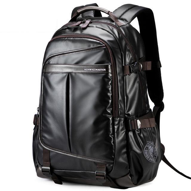 A stylish waterproof business leisure travel backpack for men, made of durable Oxford cloth, featuring adjustable padded straps and multiple compartments.