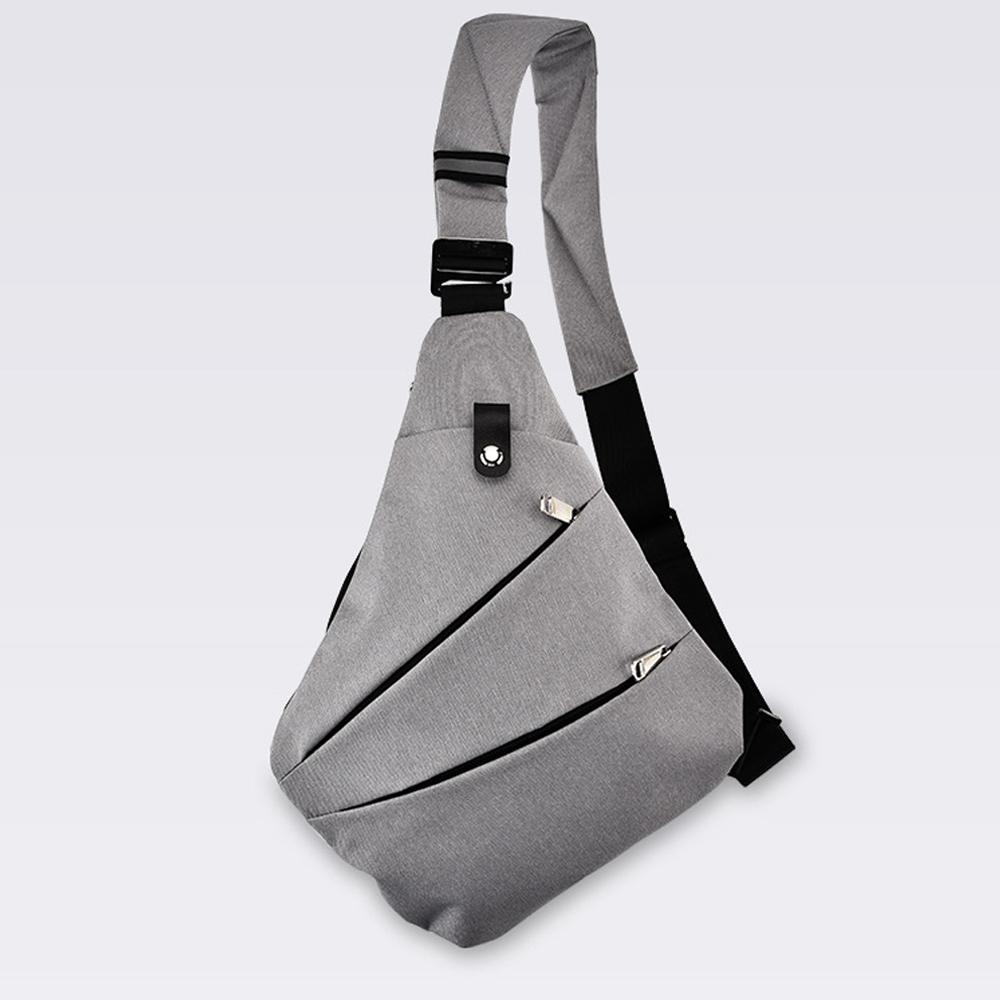Waterproof Triangle Side Crossbody Bag in gray, showcasing its stylish triangle shape and adjustable strap.