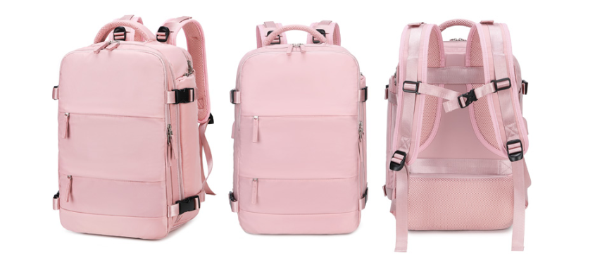 A stylish women's high quality backpack made from durable Oxford spinning material, perfect for hiking and outdoor travel, featuring adjustable straps and spacious compartments.