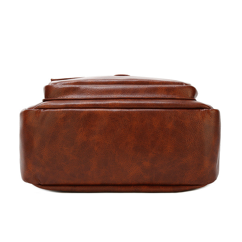 A stylish Women's Multifunctional and Large Capacity Backpack in black and brown, showcasing its soft texture and spacious design.