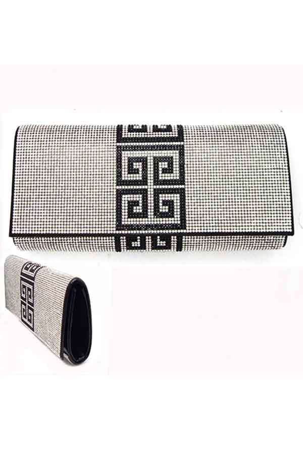 Elegant Full Crystal Cover Evening Clutch with detachable chain and magnetic closure, featuring a soft lining and open wall pocket.