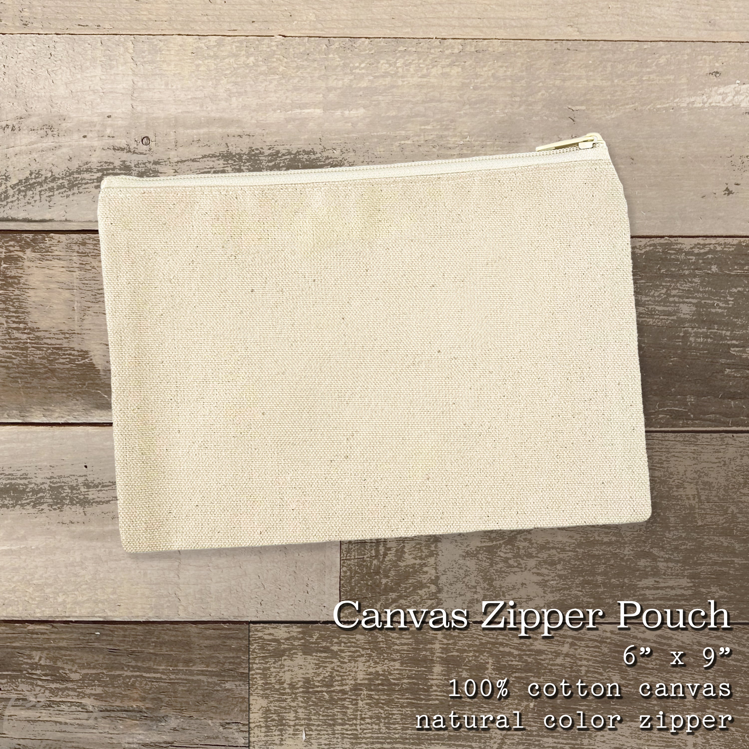 Locals Only canvas zipper pouch in natural color with a matching zipper, showcasing its durable cotton material and stylish design.