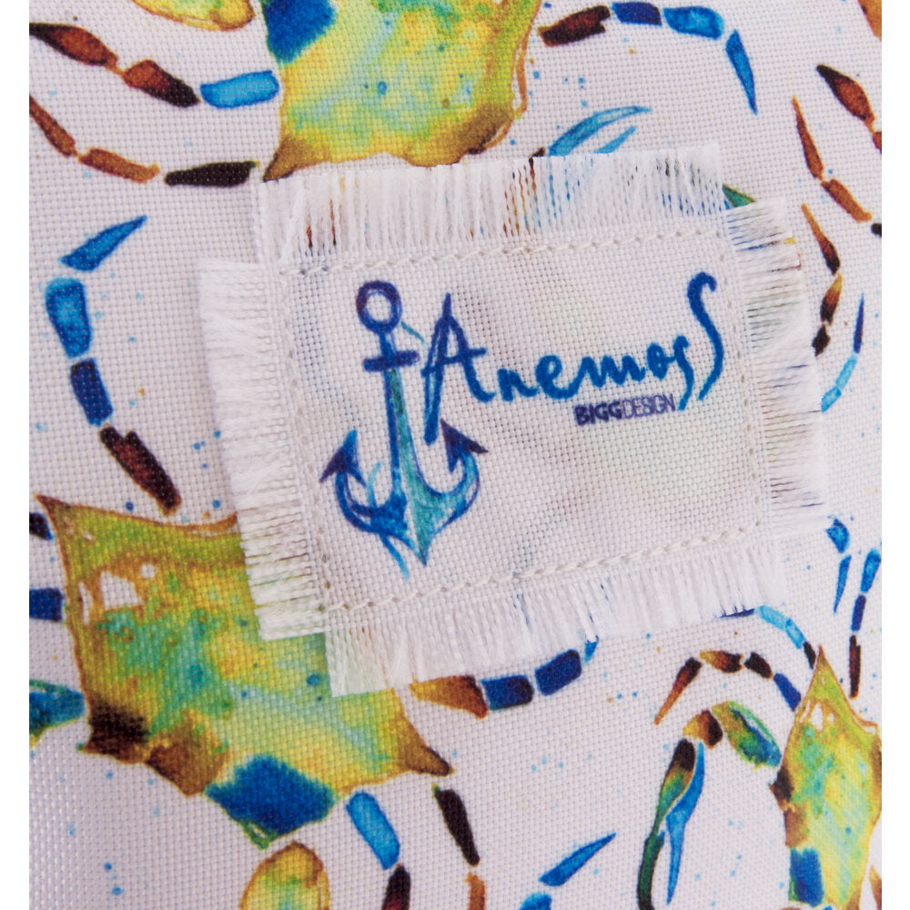 Anemoss Marine Collection Crab Schminktasche aus hochwertigem Denim-Stoff, ideal für die Aufbewahrung von Kosmetikartikeln.