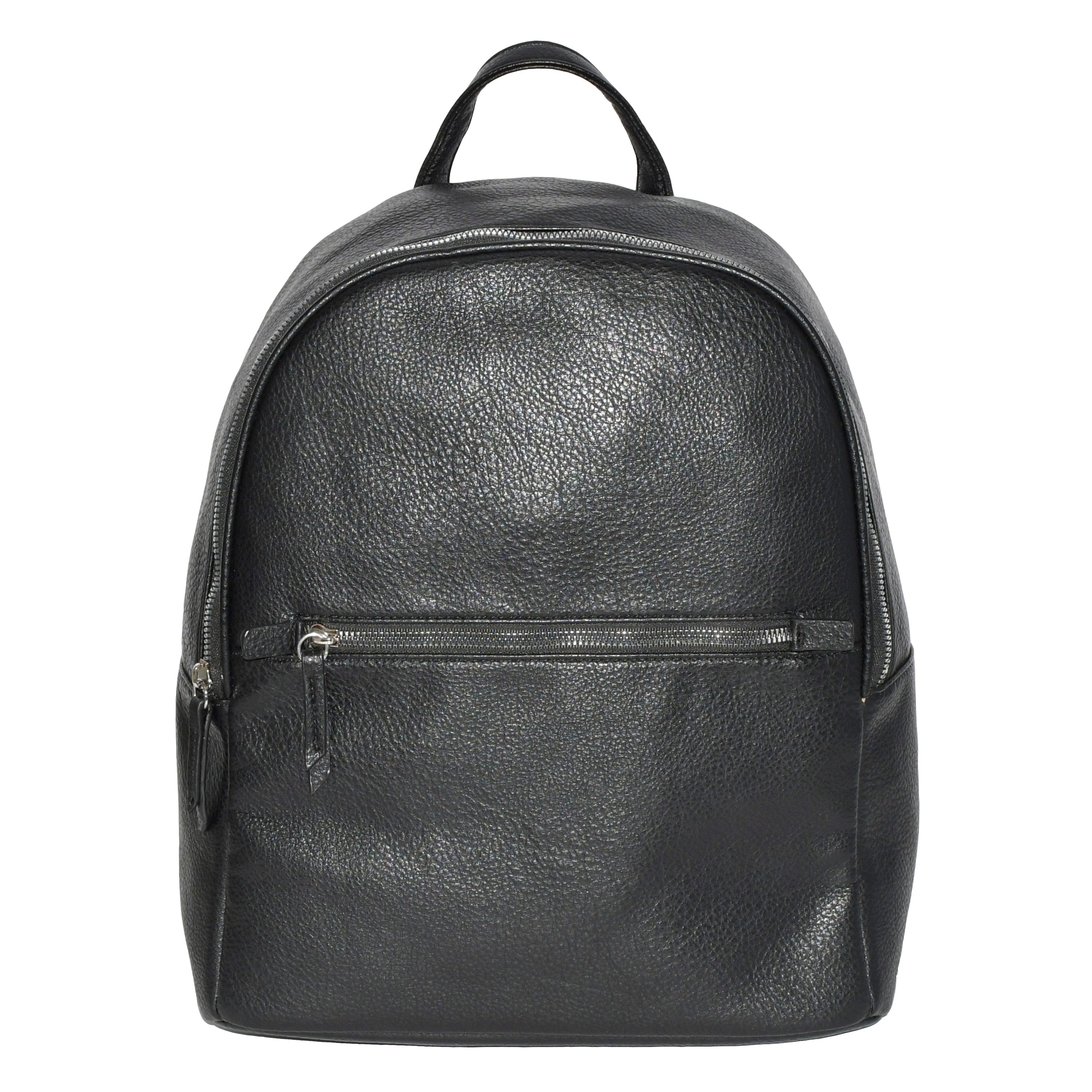 Stylish Nicci backpack made of soft pebble PU with a front zipper pocket and adjustable straps, perfect for daily use.
