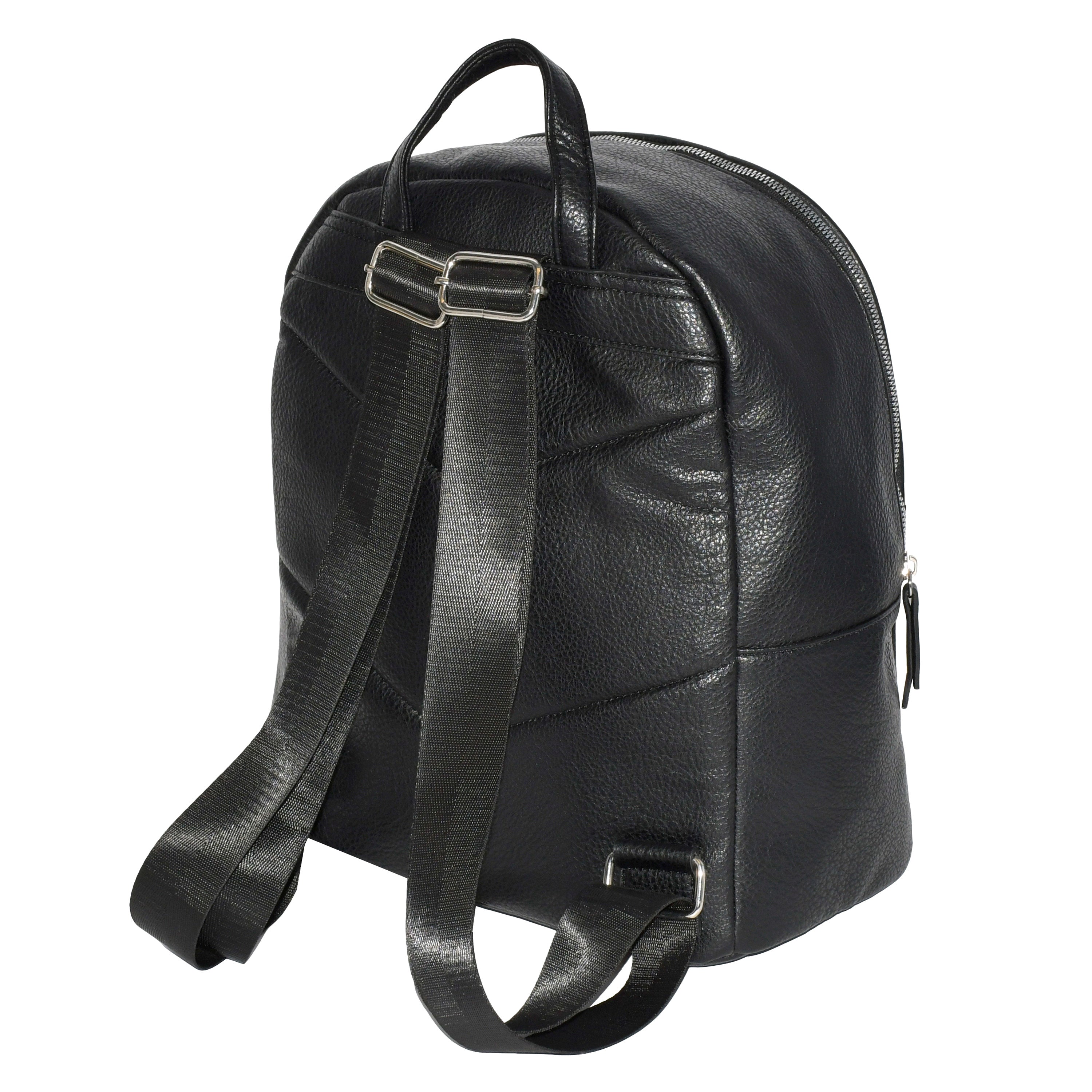 Stylish Nicci backpack made of soft pebble PU with a front zipper pocket and adjustable straps, perfect for daily use.