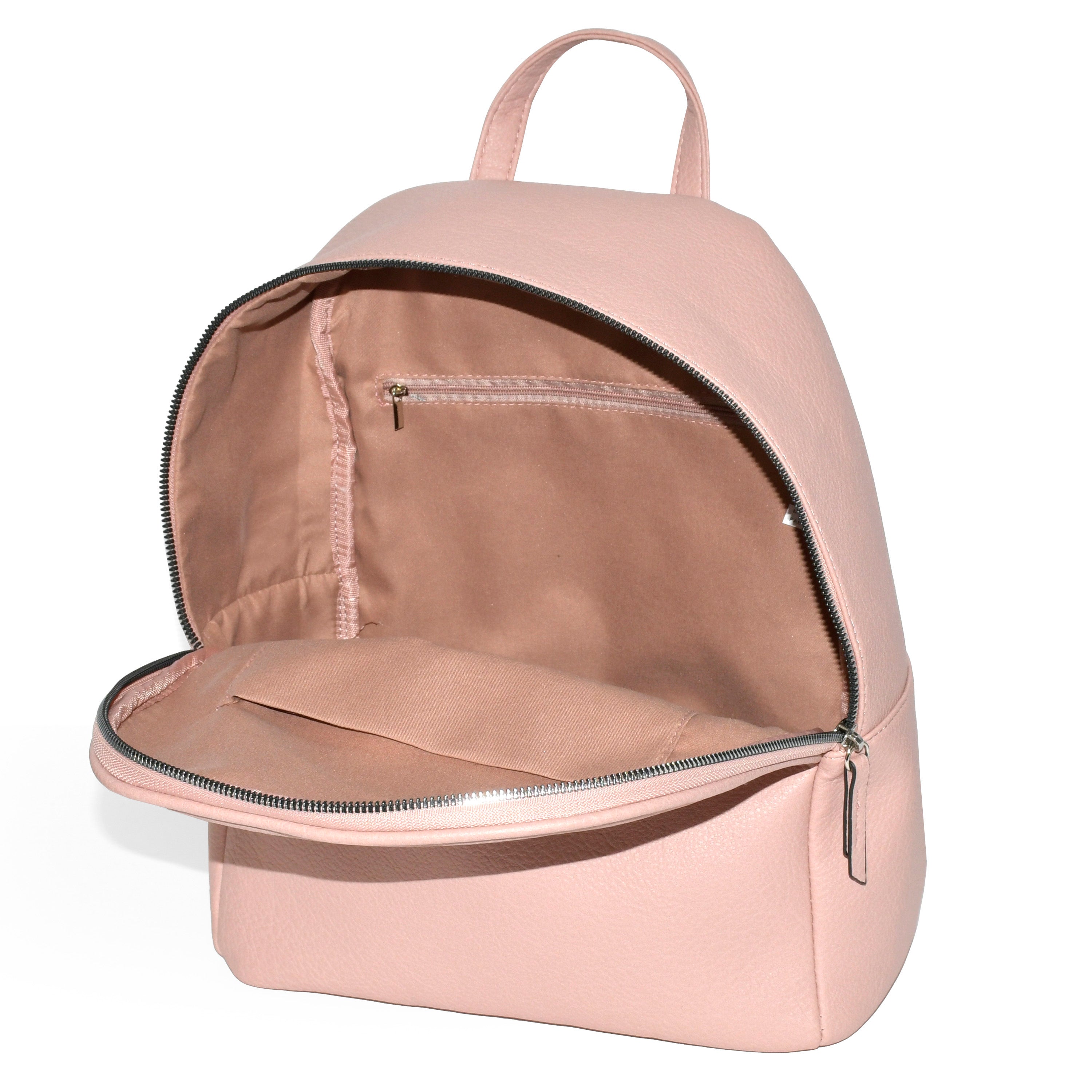 Stylish Nicci backpack made of soft pebble PU with a front zipper pocket and adjustable straps, perfect for daily use.