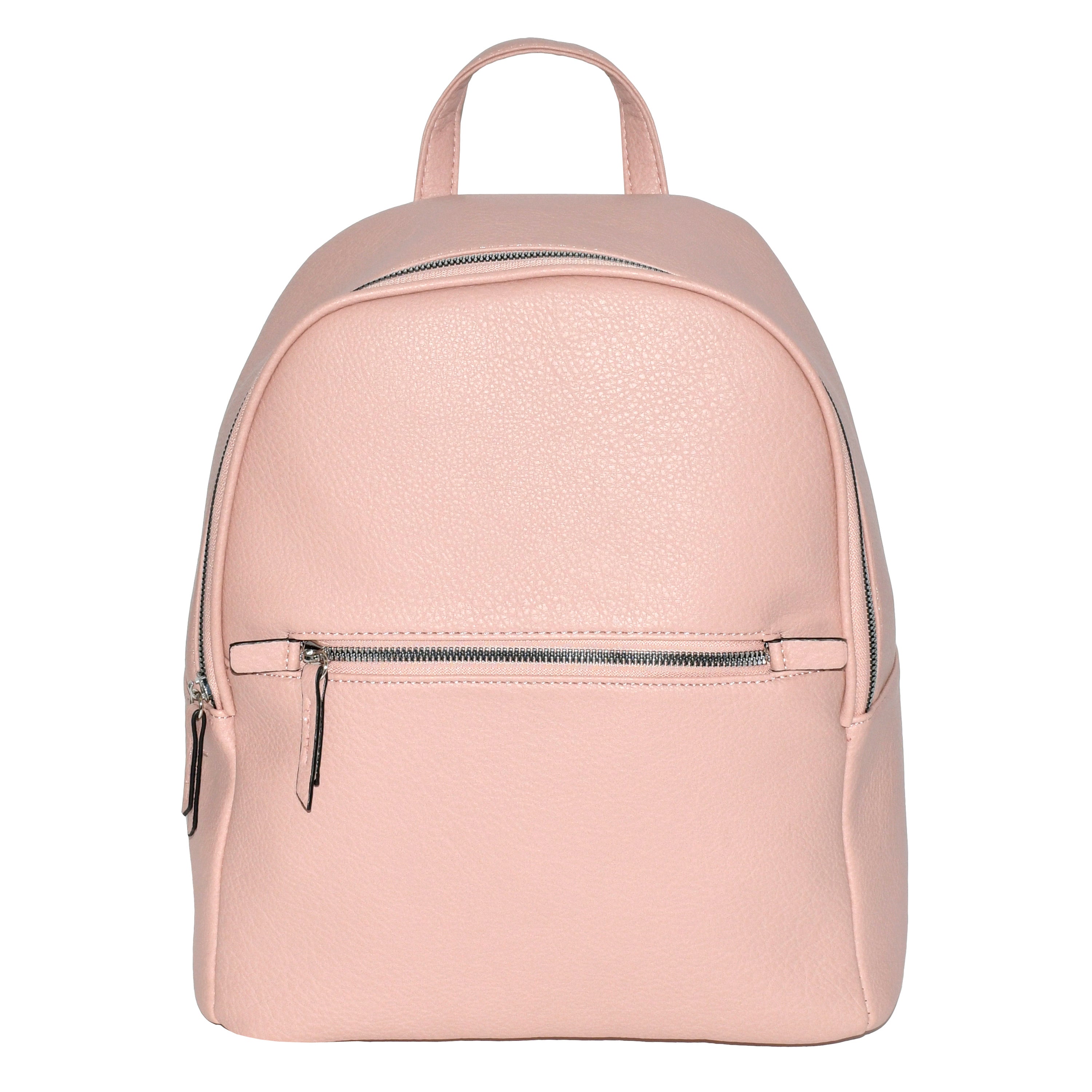 Stylish Nicci backpack made of soft pebble PU with a front zipper pocket and adjustable straps, perfect for daily use.