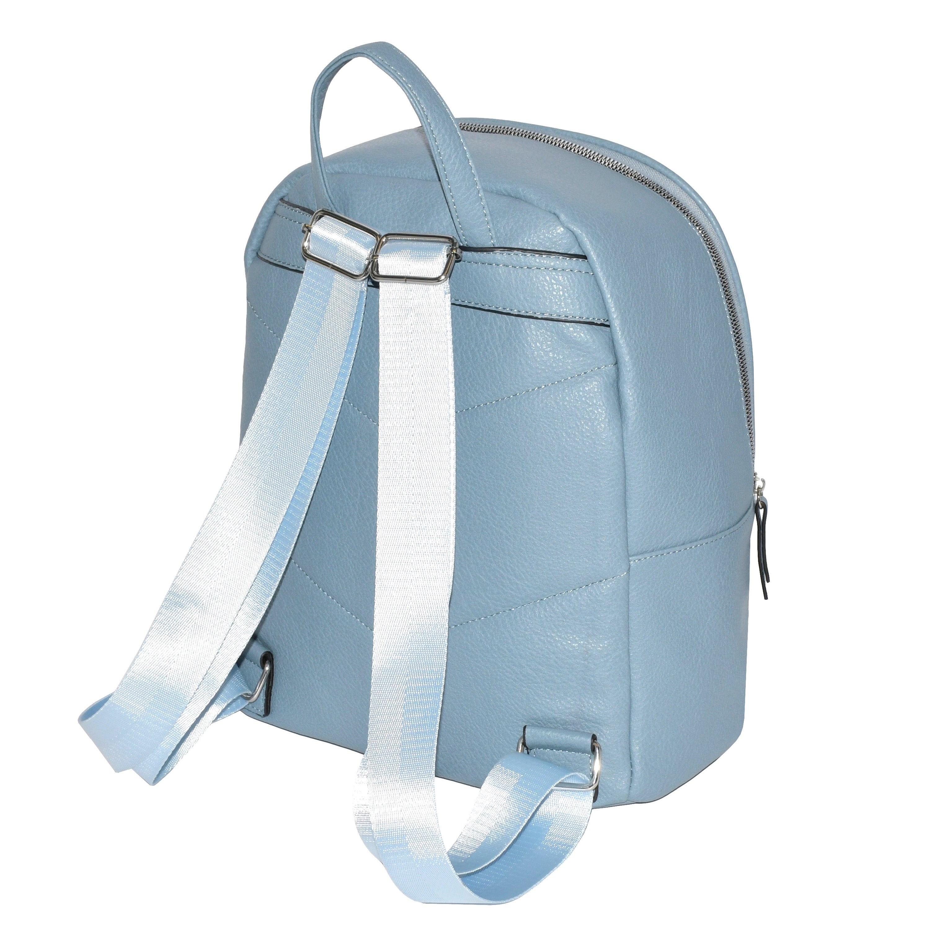 Stylish Nicci backpack made of soft pebble PU with a front zipper pocket and adjustable straps, perfect for daily use.