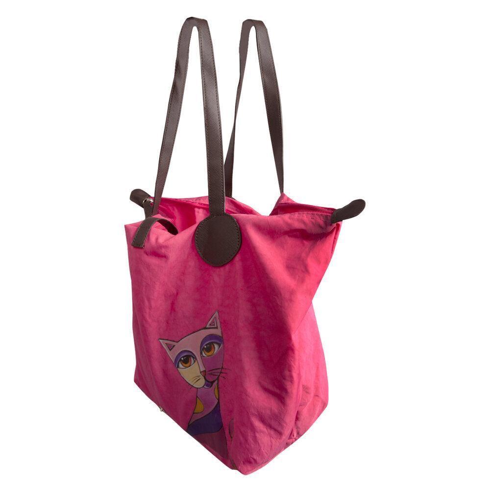 Biggdesign Owl and City Umhängetasche mit bunten Katzengrafiken, leicht und stilvoll, ideal für Schule und Urlaub.