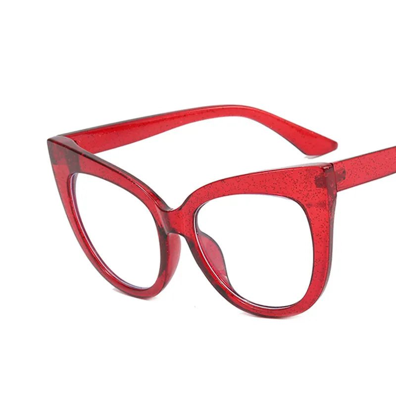 A pair of stylish CatEye Designer Frames in a chic design, perfect for fashion and prescription lenses, displayed with a free leather case.