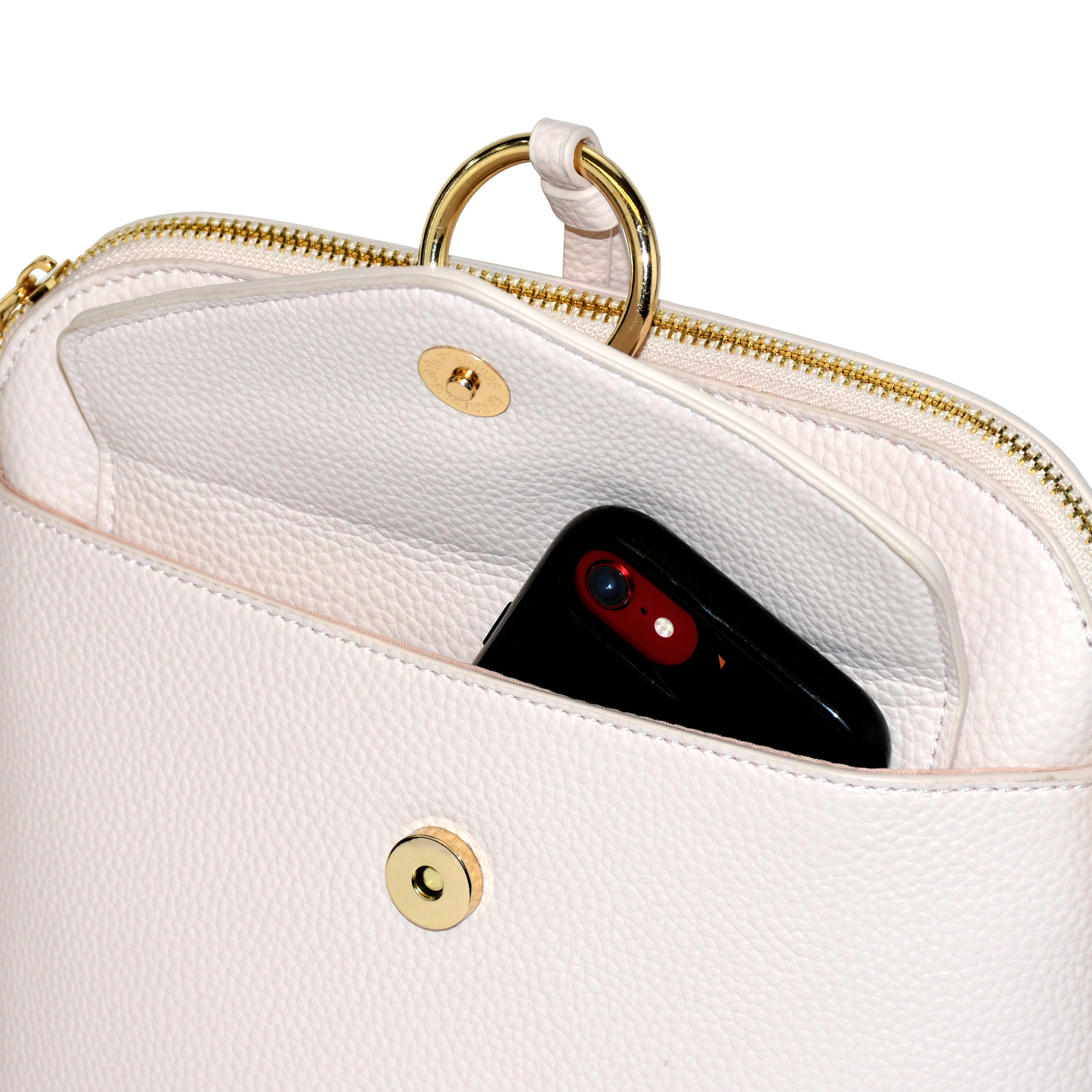 NICCI Crossbody Bag with Metal Ring featuring gold tone hardware and adjustable strap.
