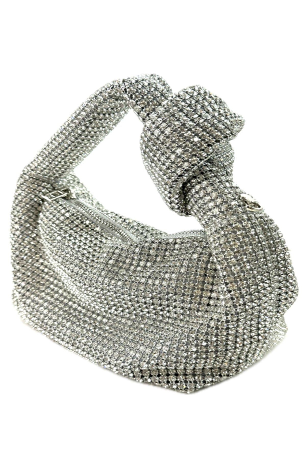 A stylish Full Rhinestone Mini Bag featuring a sparkling rhinestone exterior, zipper closure, and detachable long chain strap.