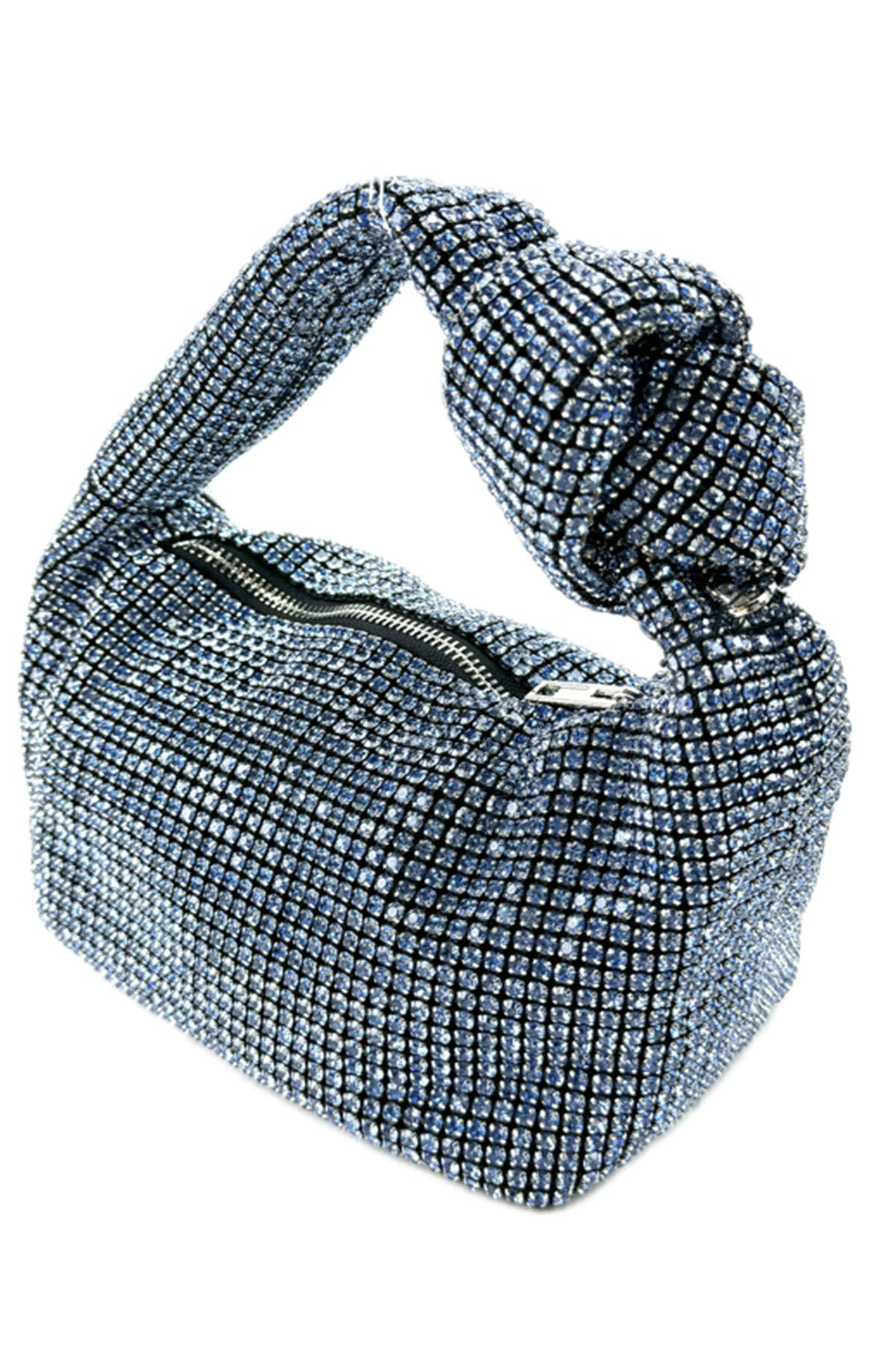 A stylish Full Rhinestone Mini Bag featuring a sparkling rhinestone exterior, zipper closure, and detachable long chain strap.