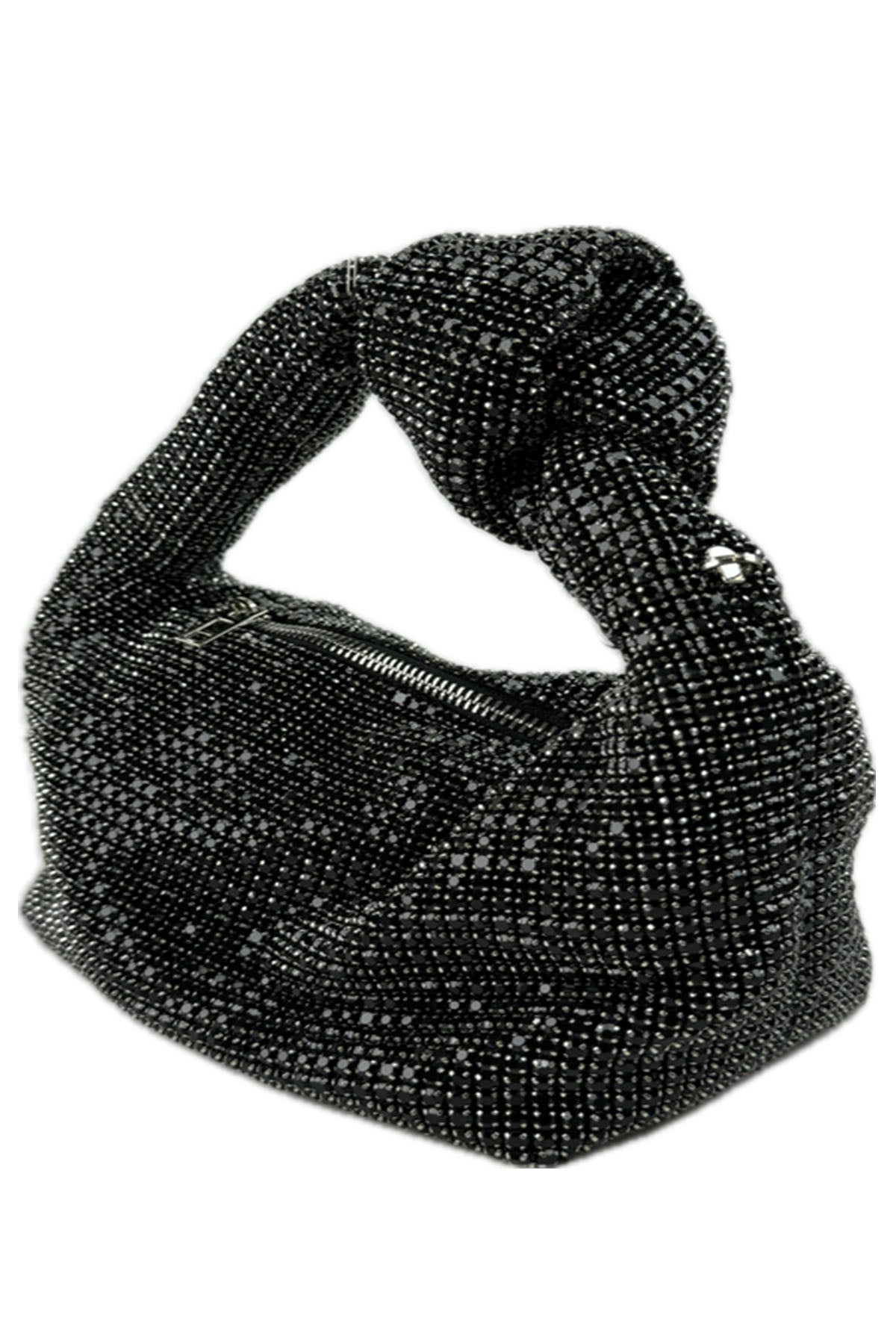 A stylish Full Rhinestone Mini Bag featuring a sparkling rhinestone exterior, zipper closure, and detachable long chain strap.