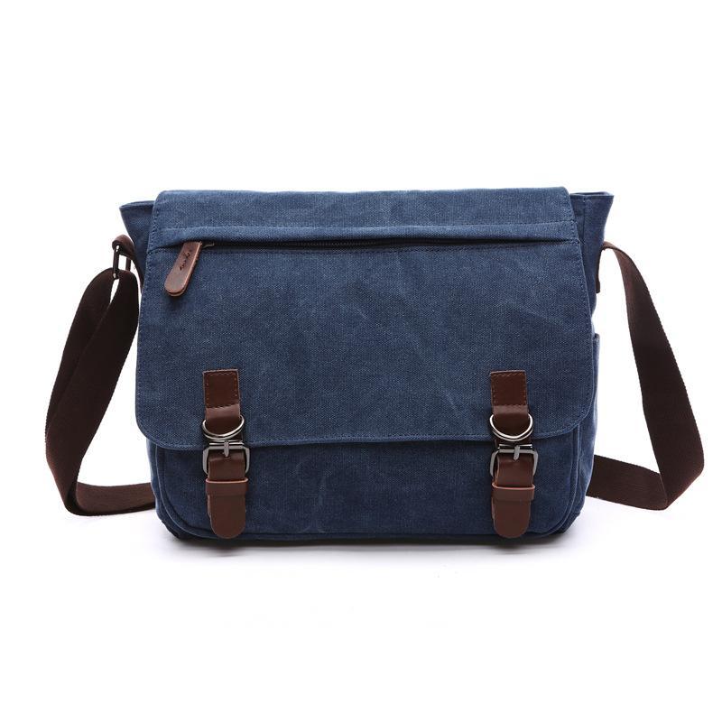 High Quality Canvas Practical Business Messenger Bag in vertical square shape, featuring multiple compartments and a soft handle, available in two sizes.
