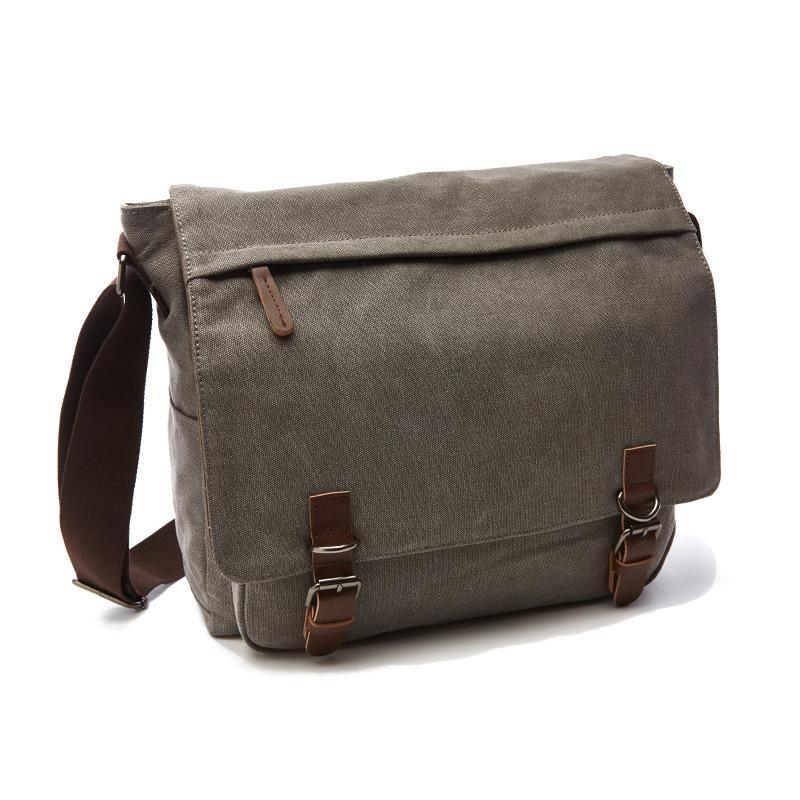 High Quality Canvas Practical Business Messenger Bag in vertical square shape, featuring multiple compartments and a soft handle, available in two sizes.