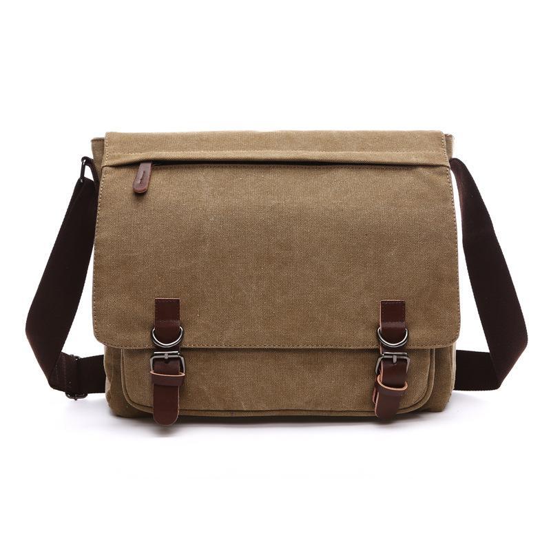 High Quality Canvas Practical Business Messenger Bag in vertical square shape, featuring multiple compartments and a soft handle, available in two sizes.