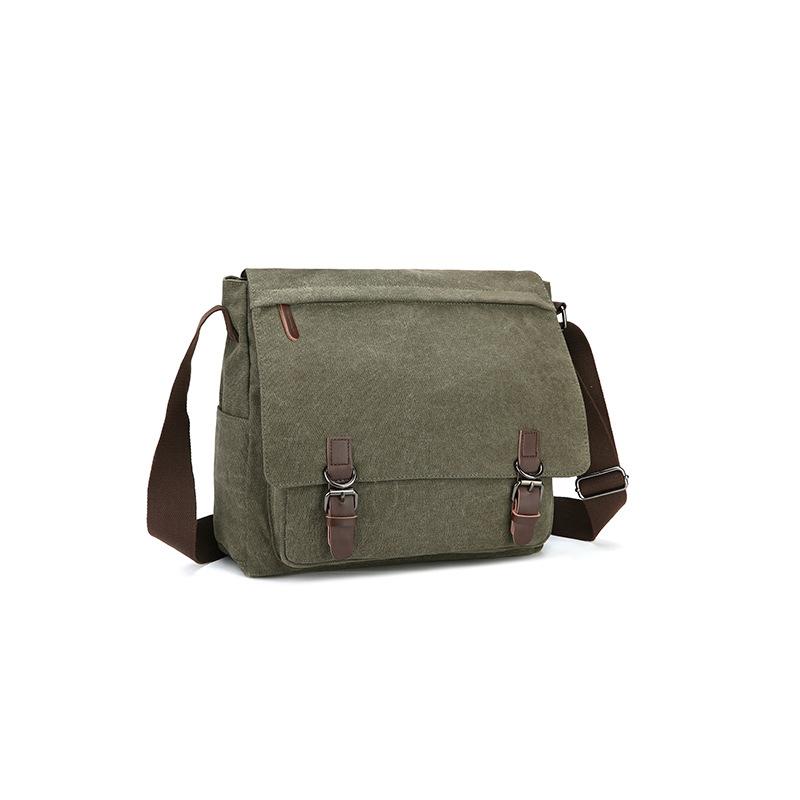 High Quality Canvas Practical Business Messenger Bag in vertical square shape, featuring multiple compartments and a soft handle, available in two sizes.