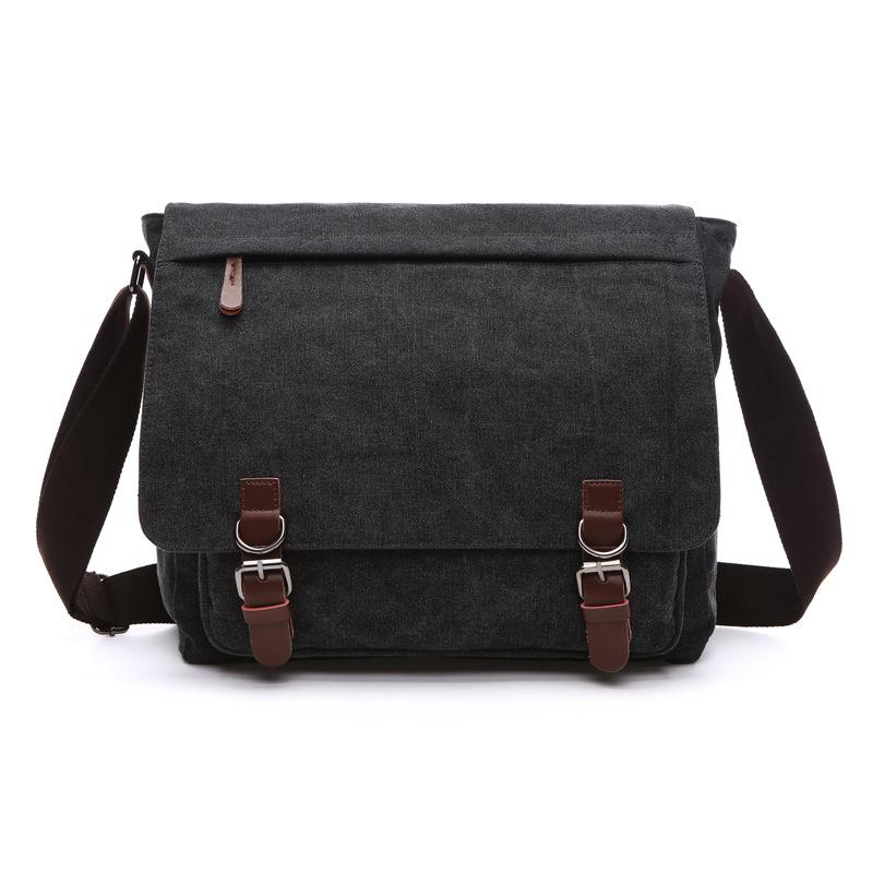 High Quality Canvas Practical Business Messenger Bag in vertical square shape, featuring multiple compartments and a soft handle, available in two sizes.
