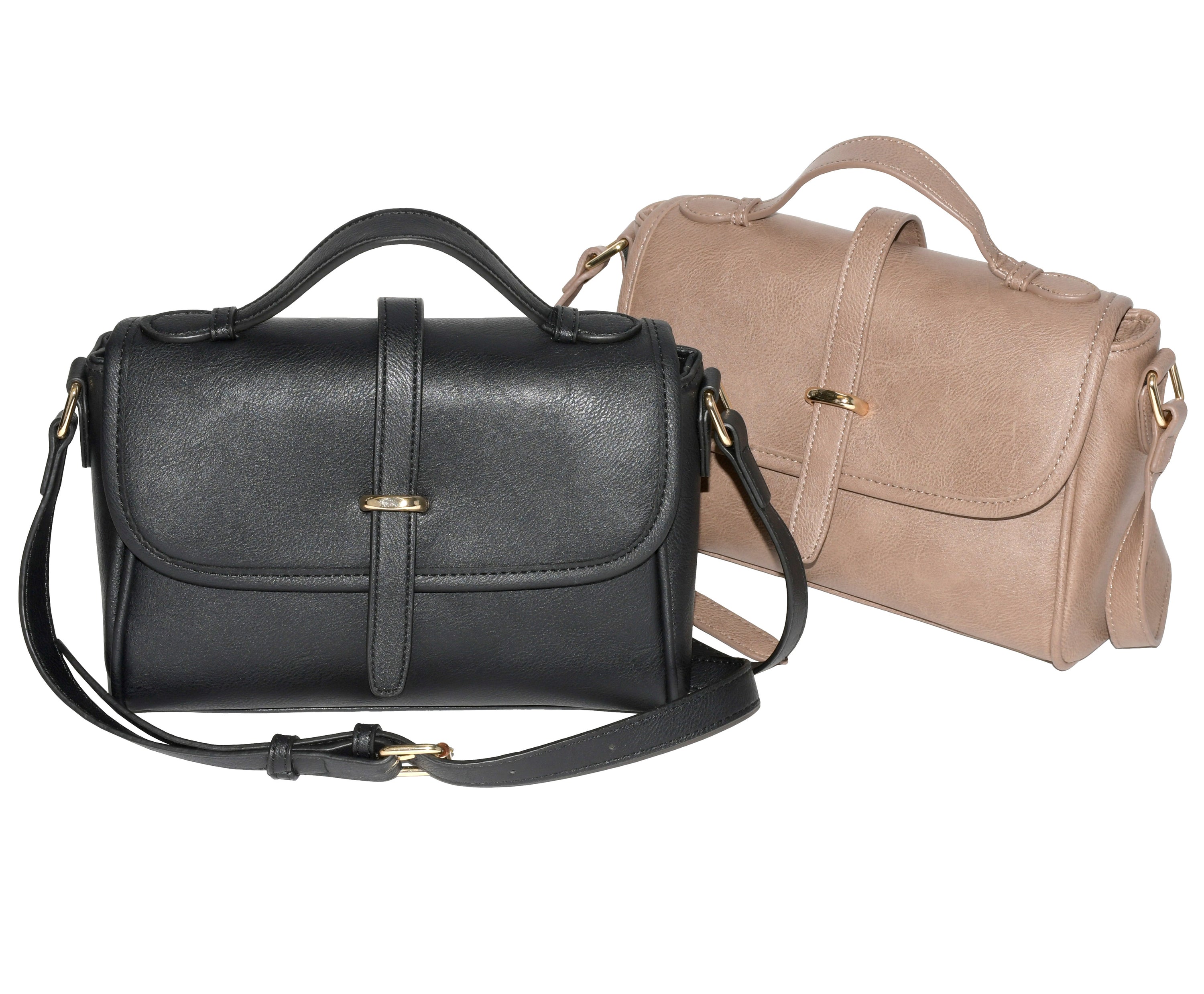 NICCI Ladies' Crossbody Bag with Flap in soft PU leather, featuring gold tone hardware and adjustable strap.