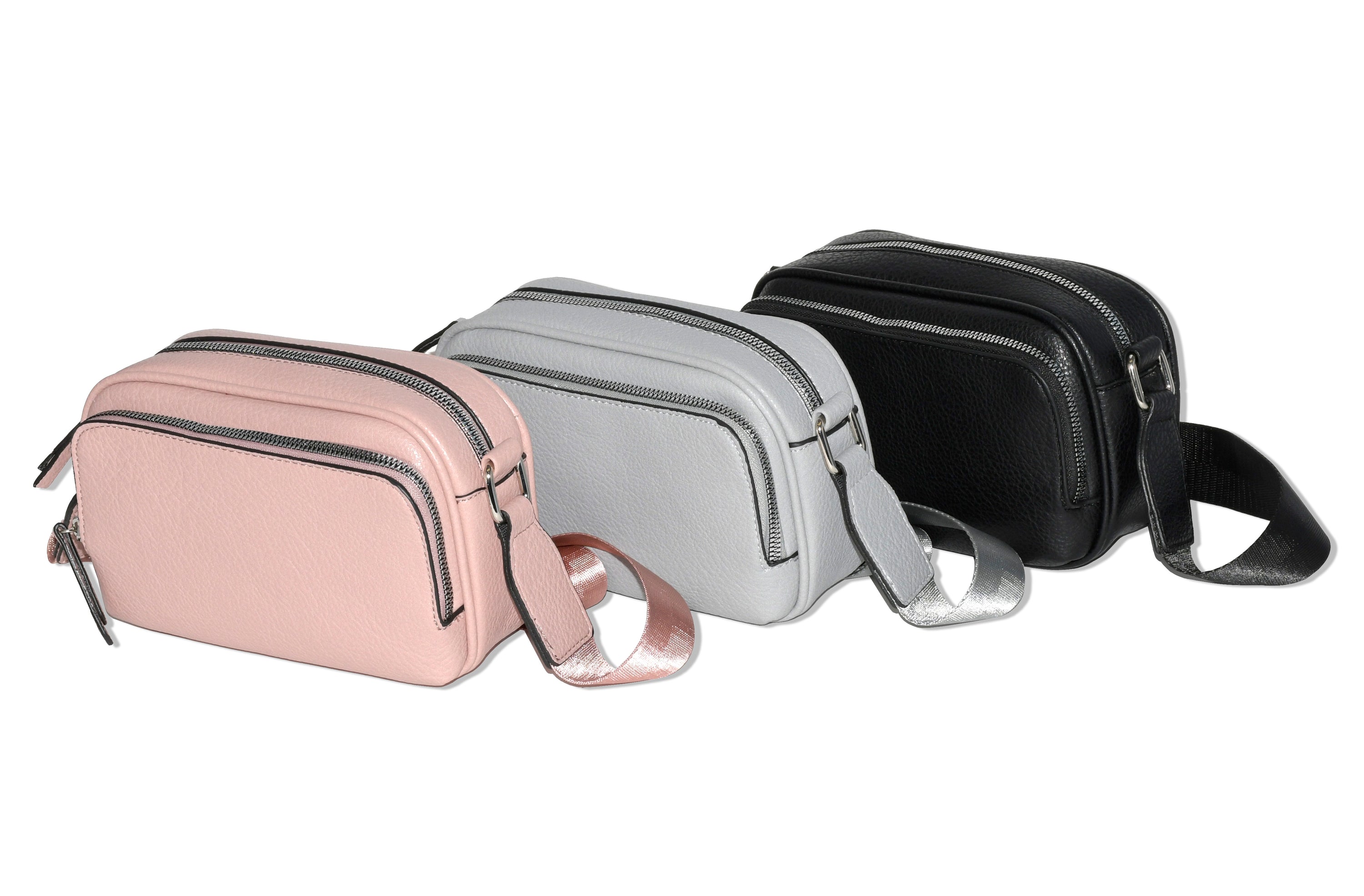 Ladies' crossbody bag made of soft pebble PU with front zipper pocket and adjustable strap, perfect for daily use.