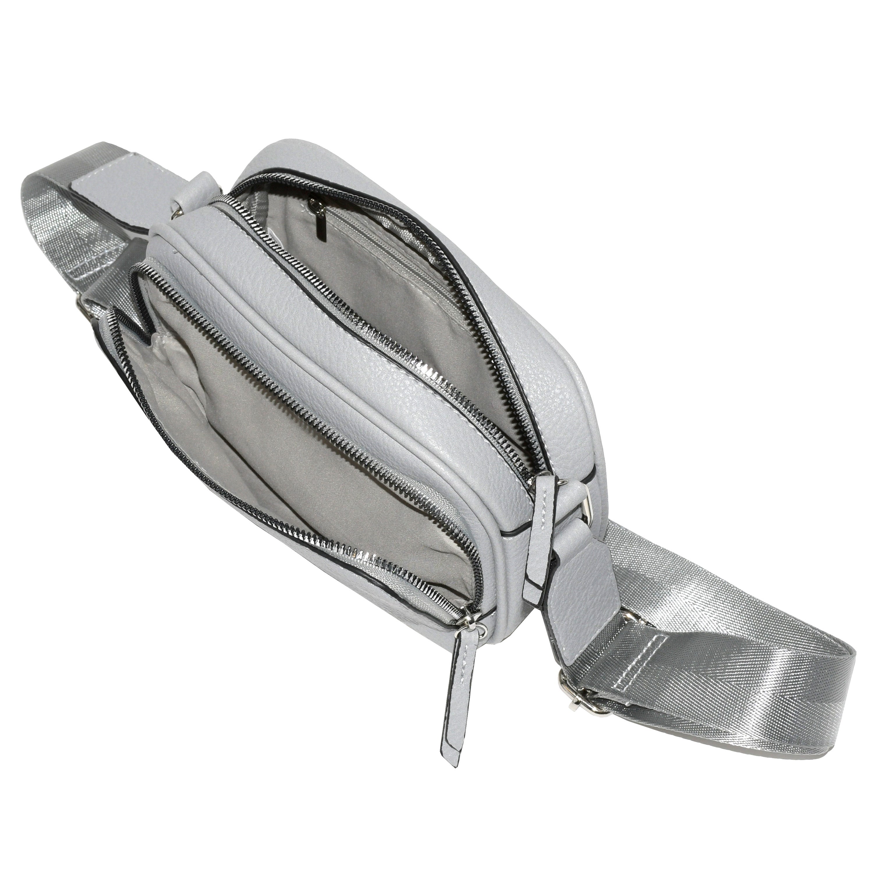 Ladies' crossbody bag made of soft pebble PU with front zipper pocket and adjustable strap, perfect for daily use.