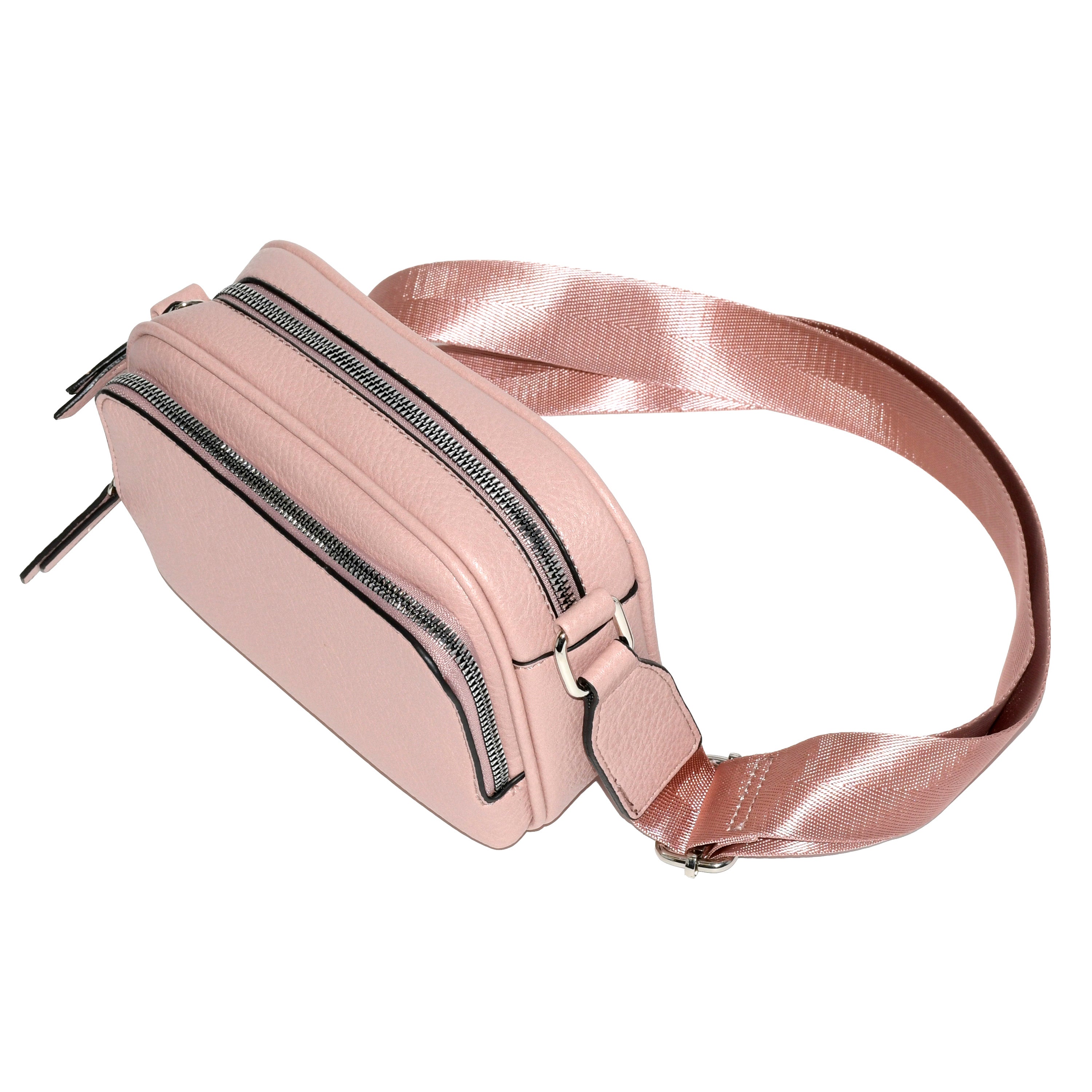 Ladies' crossbody bag made of soft pebble PU with front zipper pocket and adjustable strap, perfect for daily use.