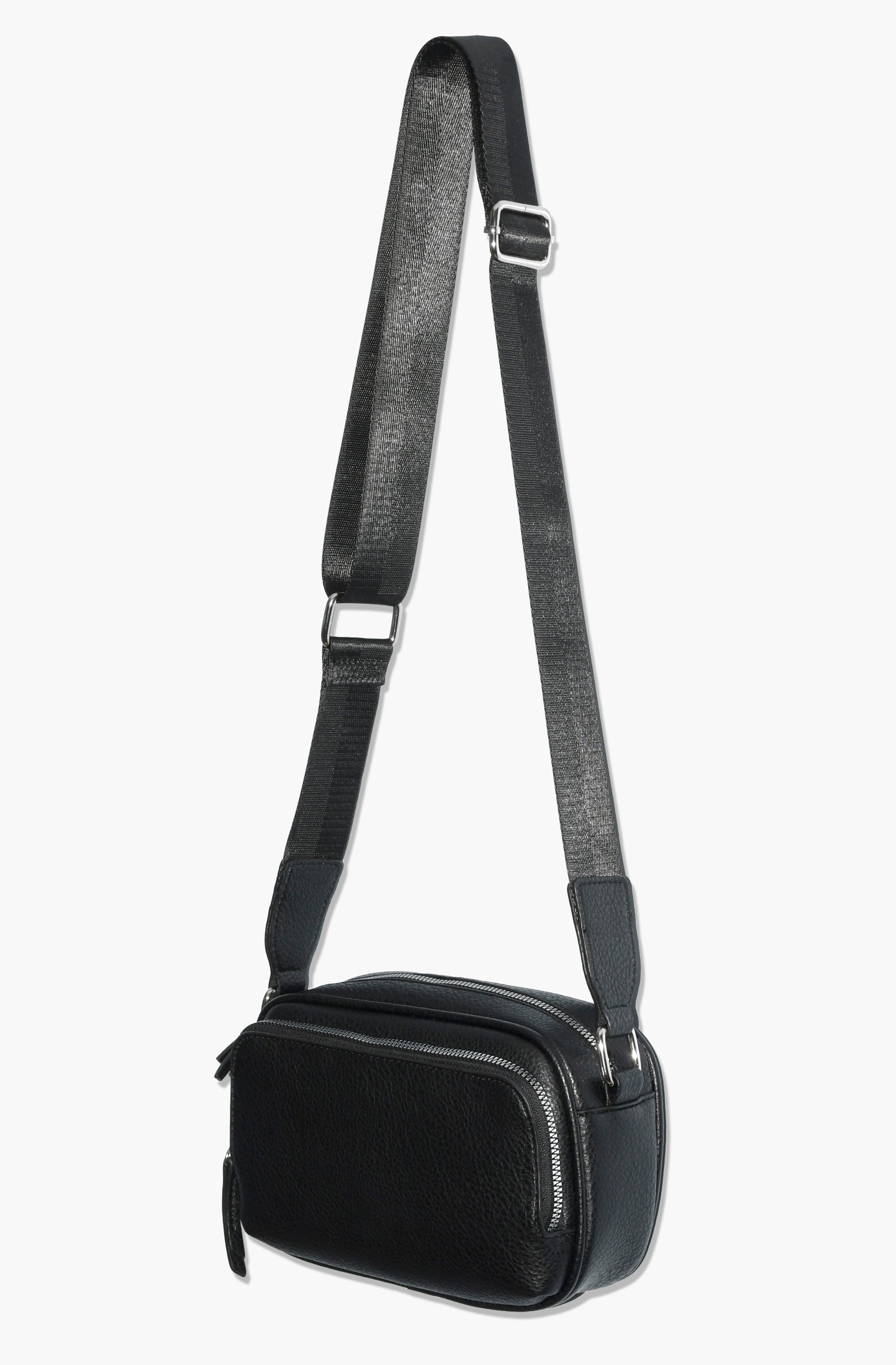 Ladies' crossbody bag made of soft pebble PU with front zipper pocket and adjustable strap, perfect for daily use.