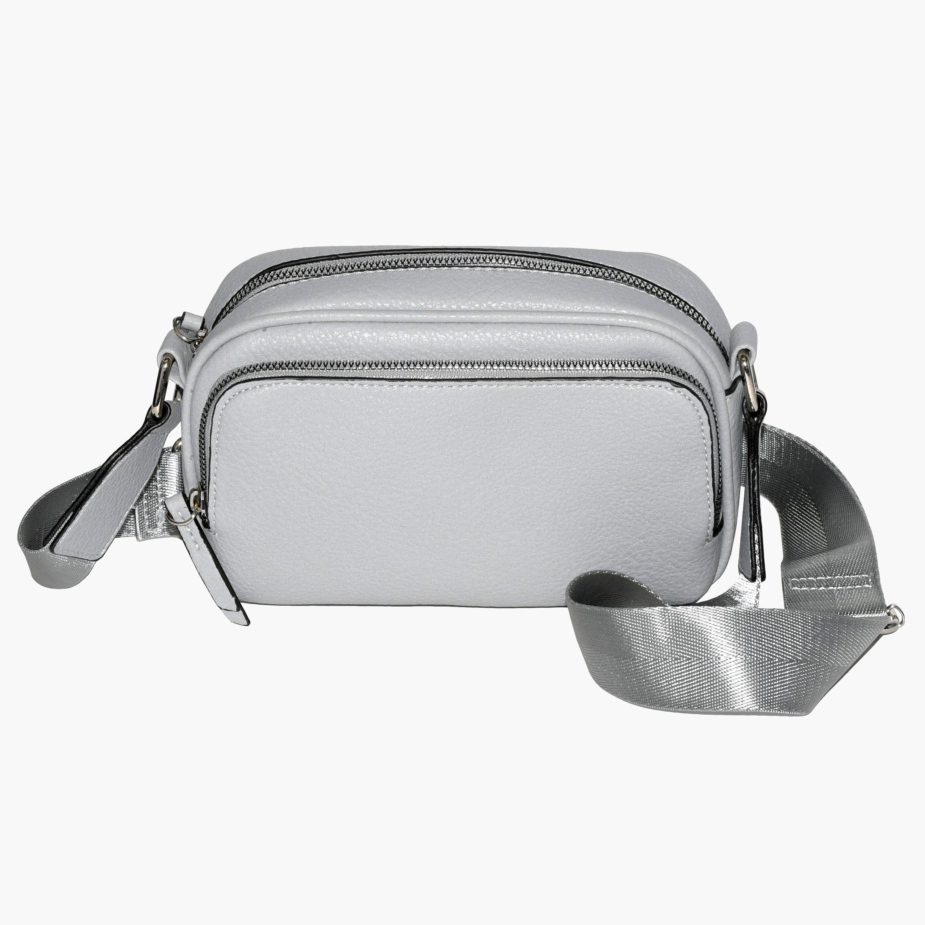 Ladies' crossbody bag made of soft pebble PU with front zipper pocket and adjustable strap, perfect for daily use.