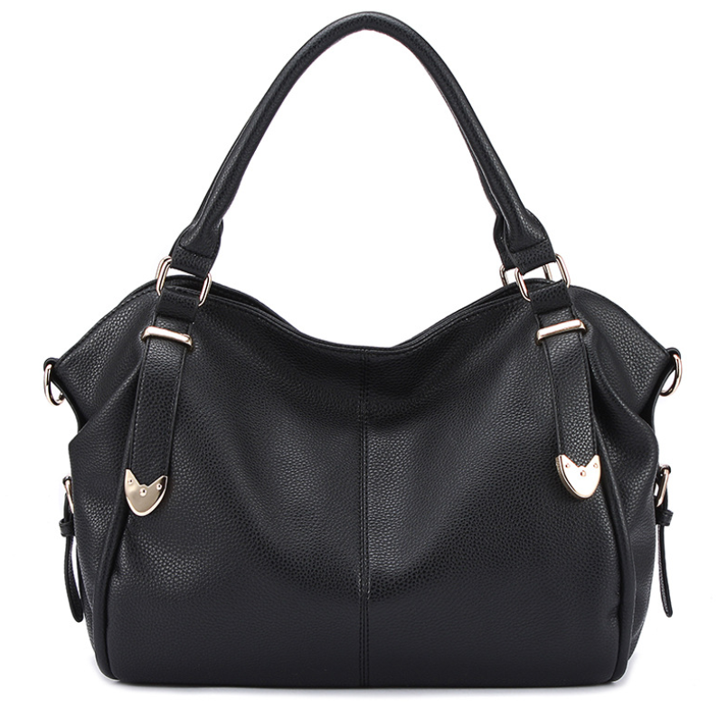 A stylish lady's high-quality casual solid color leather handbag featuring a dumpling design, soft handle, and zipper closure.