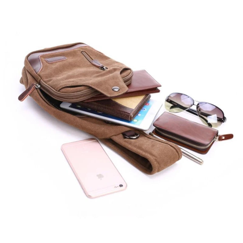 Men Anti Theft Chest Bag in black color, showcasing stylish design and durable materials, perfect for short trips and outdoor activities.