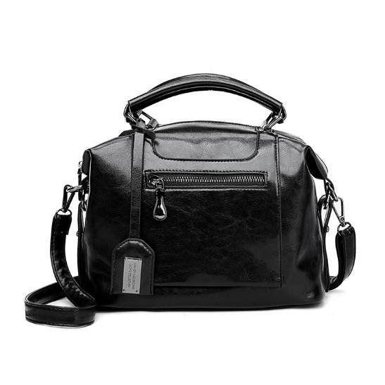 A stylish Retro High Quality Oil-wax Leather Lady's Messenger Bag showcasing its elegant design and compartments.
