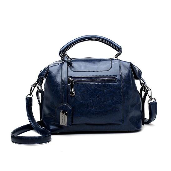 A stylish Retro High Quality Oil-wax Leather Lady's Messenger Bag showcasing its elegant design and compartments.