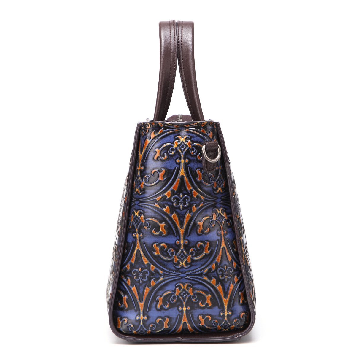 A stylish retro-embossed messenger bag for women, made of high-quality PU leather, featuring an adjustable shoulder strap and a compact design.