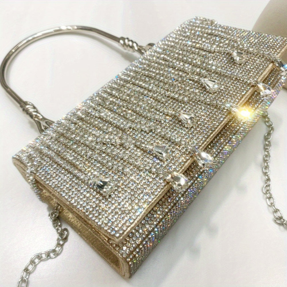 Rhinestone Designer Chain Bag featuring a chic star diamond design, adorned with sparkling rhinestones and an elegant chain strap.