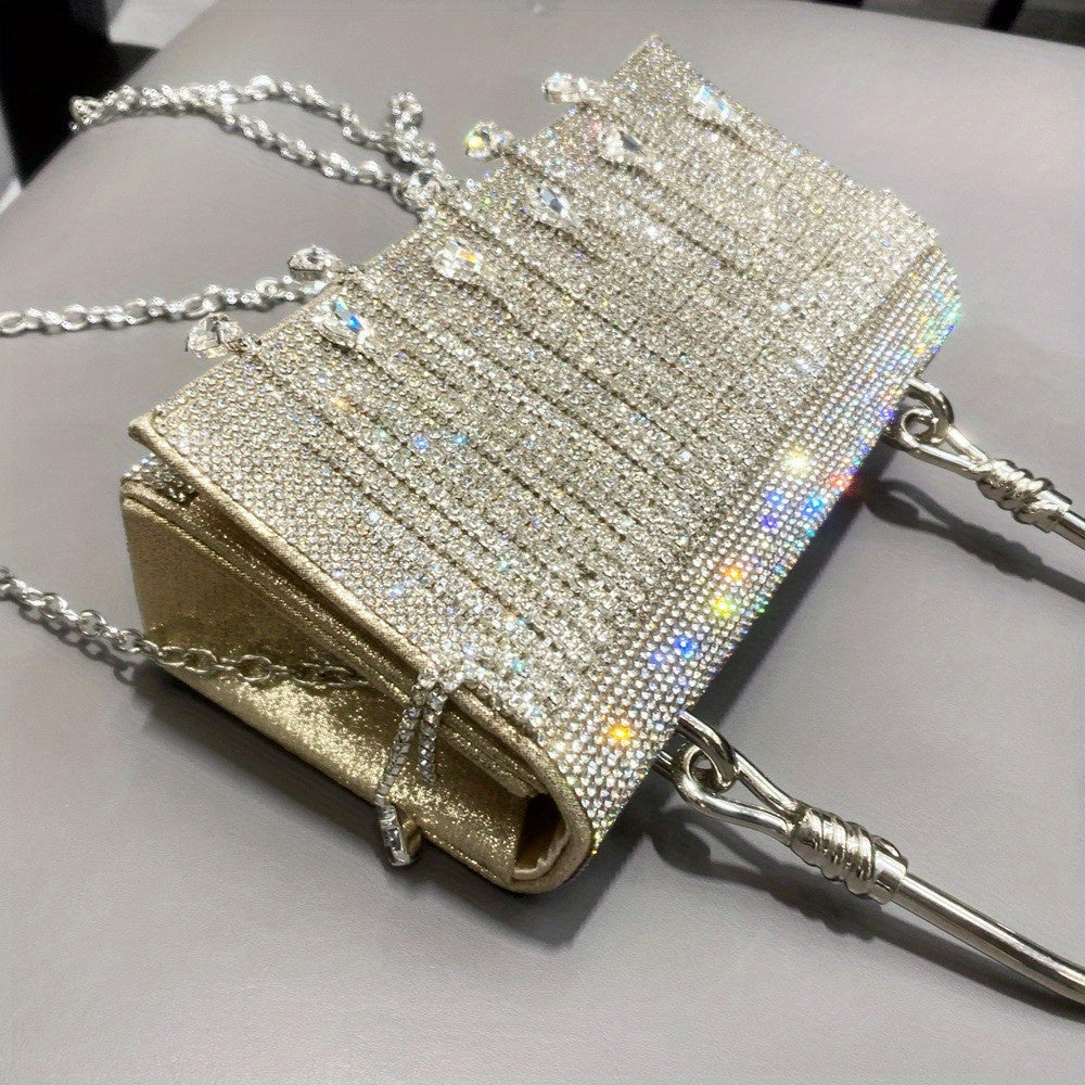 Rhinestone Designer Chain Bag featuring a chic star diamond design, adorned with sparkling rhinestones and an elegant chain strap.