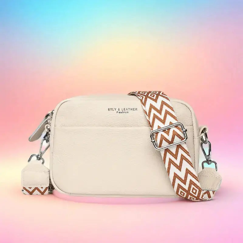 Rhombus Embroidered Fashion Shoulder Bag showcasing intricate embroidery and high-quality leather material.