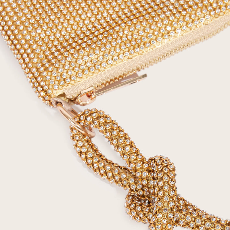 Elegant shoulder bag evening purse hobo with full diamond design, large capacity, and comfortable shoulder strap.