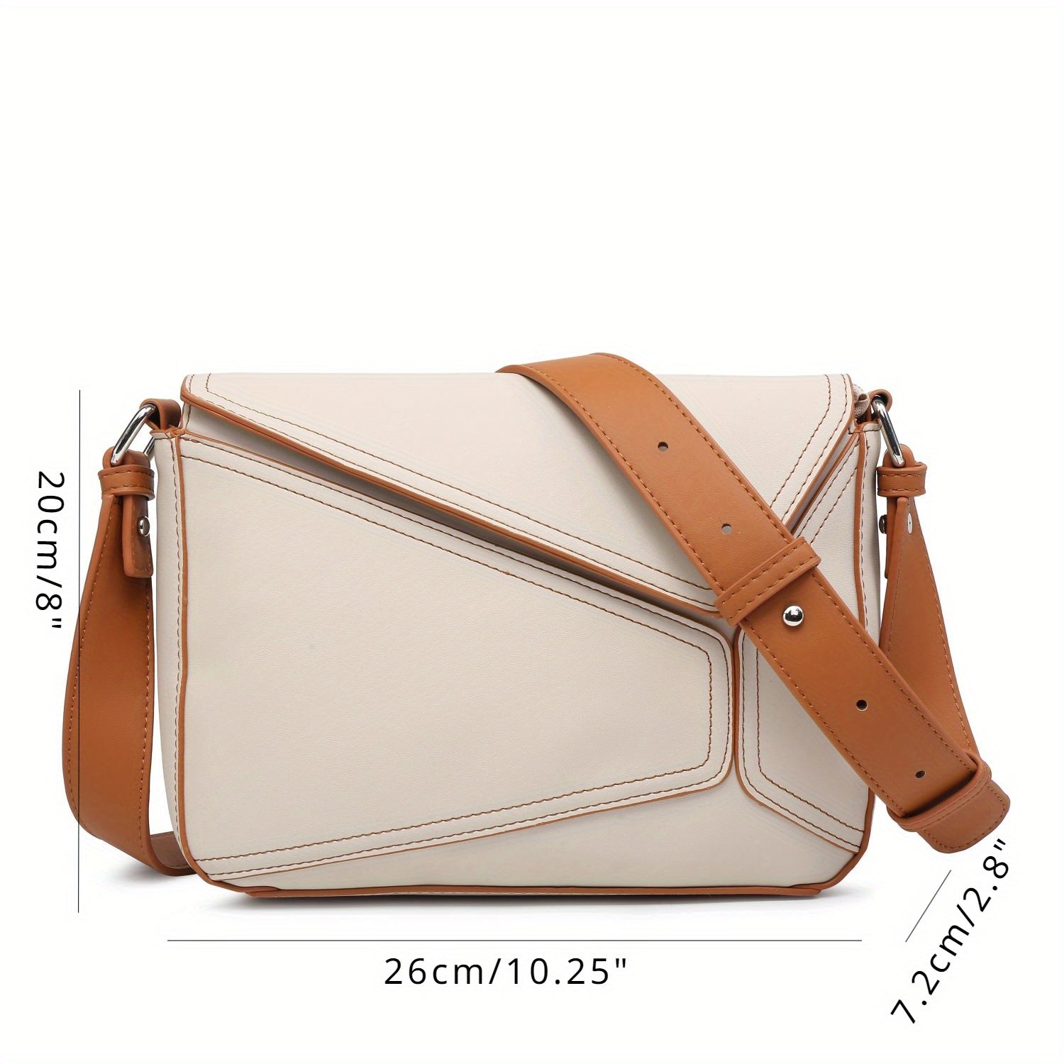 Small women's crossbody bag featuring a square purse design with geometrical patterns, adjustable shoulder strap, and compact size.