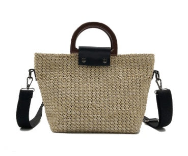 SolunaWeave™ Simple Straw Utility Tote in a stylish design, perfect for beach outings and shopping trips.