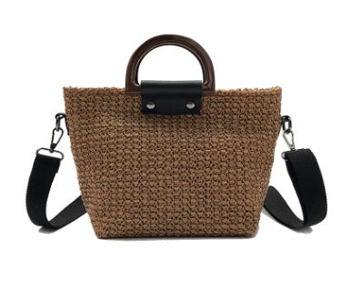 SolunaWeave™ Simple Straw Utility Tote in a stylish design, perfect for beach outings and shopping trips.