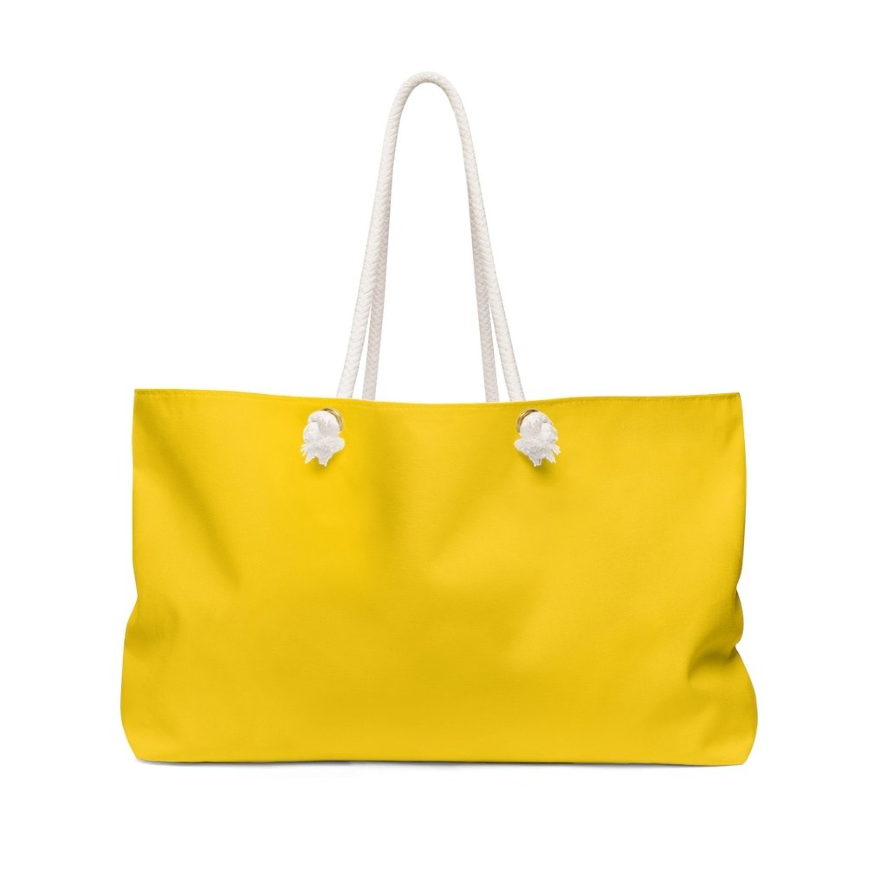 Golden Yellow Weekender Tote Bag with thick rope handles and spacious interior, perfect for beach trips and casual outings.
