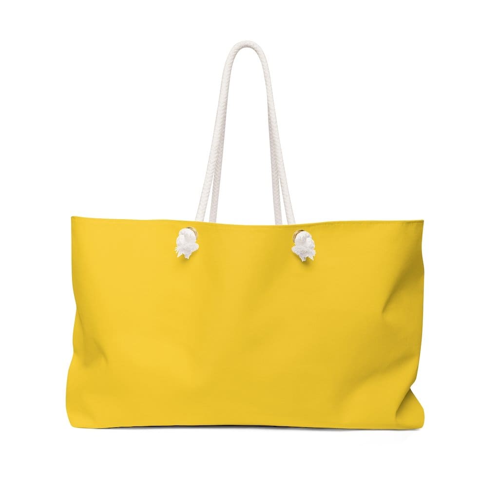 Golden Yellow Weekender Tote Bag with thick rope handles and spacious interior, perfect for beach trips and casual outings.