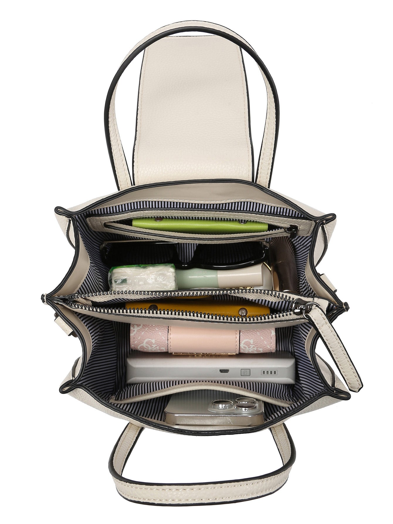 Women Crossbody Tote Bag with triple compartments, adjustable strap, and stylish design in a compact size.