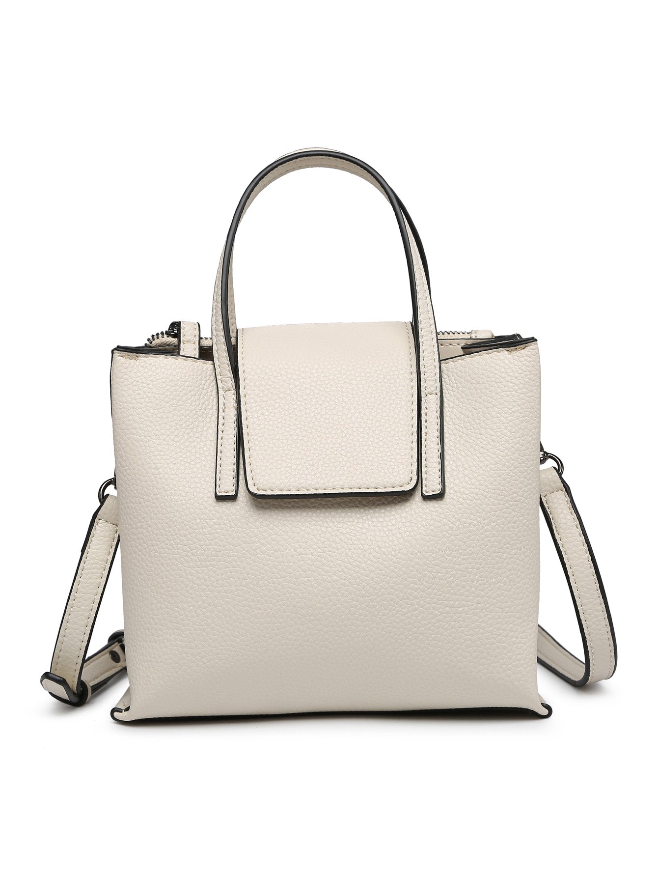 Women Crossbody Tote Bag with triple compartments, adjustable strap, and stylish design in a compact size.