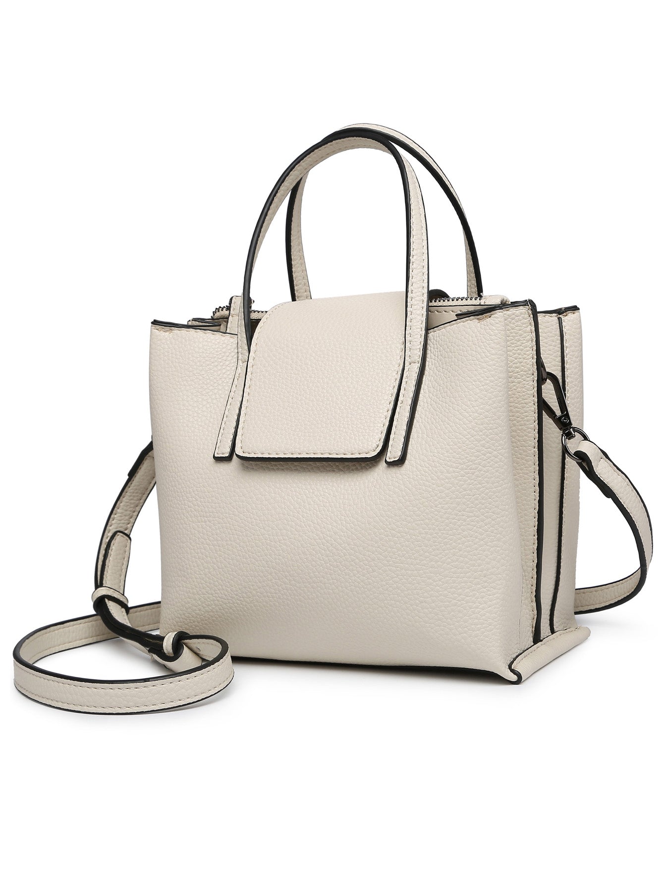 Women Crossbody Tote Bag with triple compartments, adjustable strap, and stylish design in a compact size.